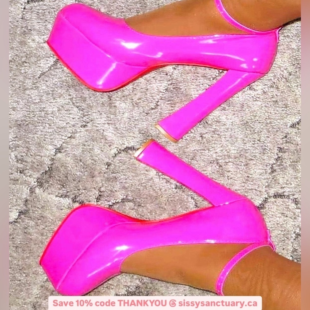 Sissy CD TS Pumps Women 5.5cm Platform 16cm Super High Chunky Heels 5-15 Plus